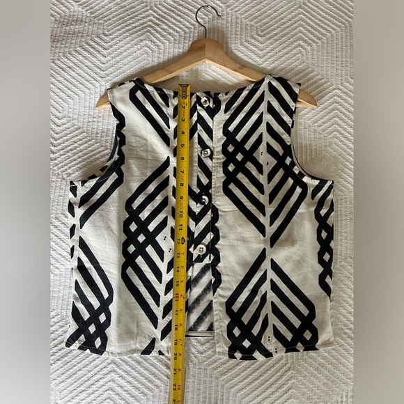Block Printed Button Back Top by MATTER Prints - NWOT Women’s Medium Black/White - Picture 11 of 15